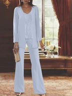 Chiffon Mother of the Bride Pantsuits with Jacket by Dreamylily
