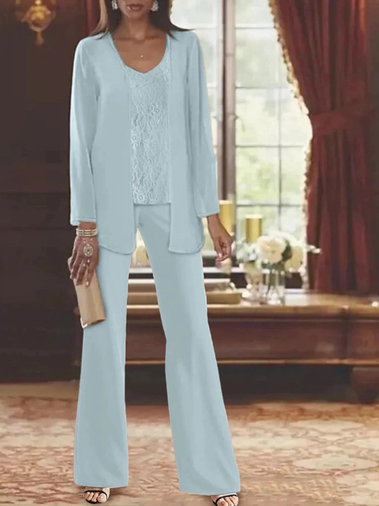 Chiffon Mother of the Bride Pantsuits with Jacket by Dreamylily