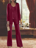 Chiffon Mother of the Bride Pantsuits with Jacket by Dreamylily