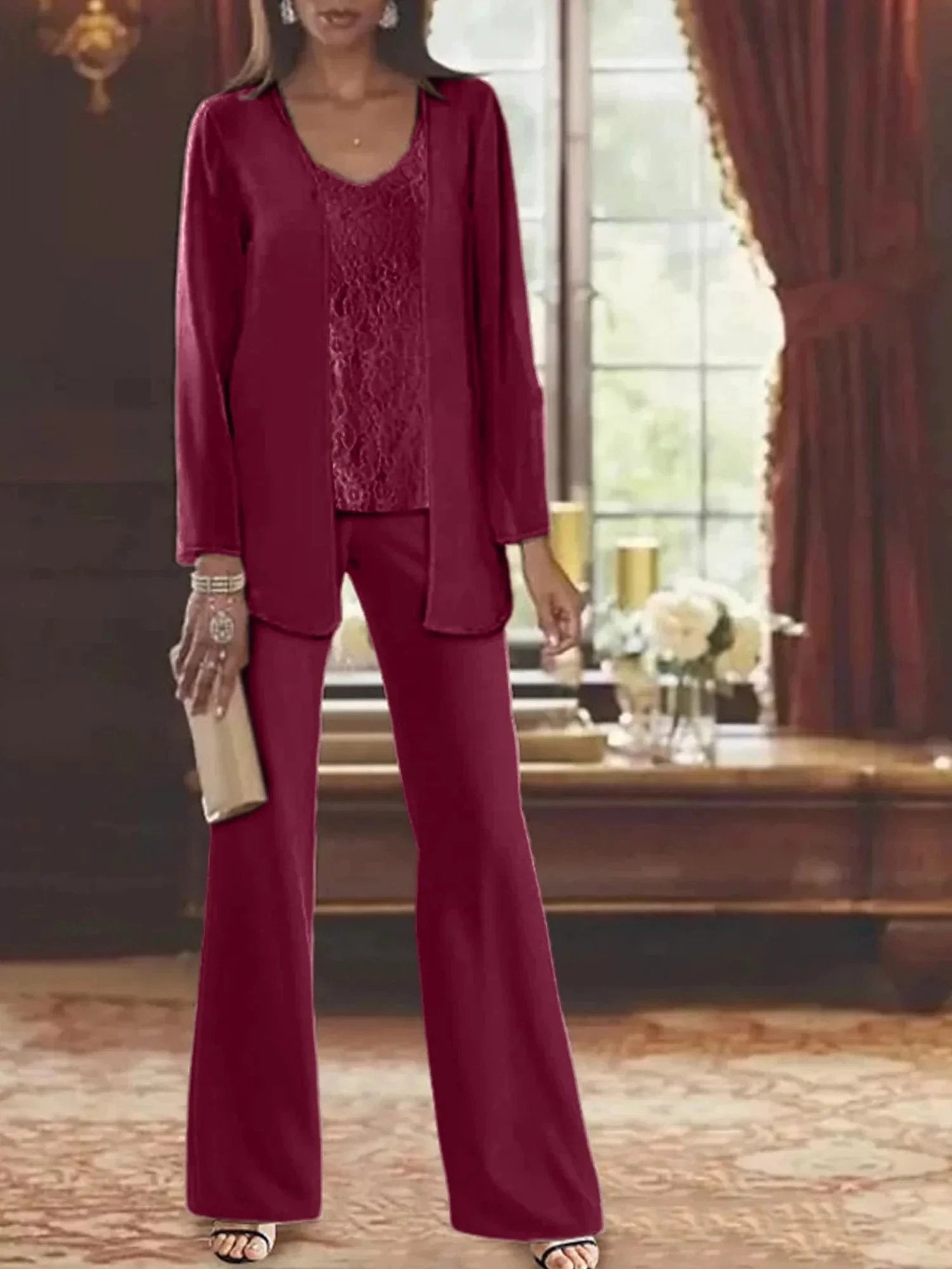 Chiffon Mother of the Bride Pantsuits with Jacket by Dreamylily
