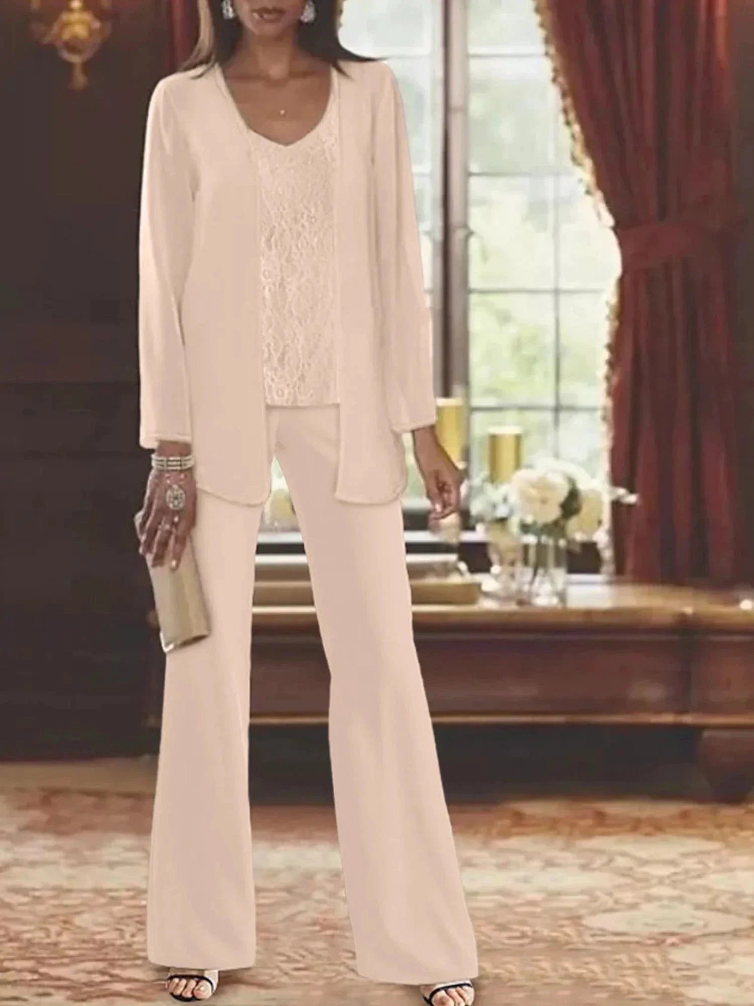 Chiffon Mother of the Bride Pantsuits with Jacket by Dreamylily