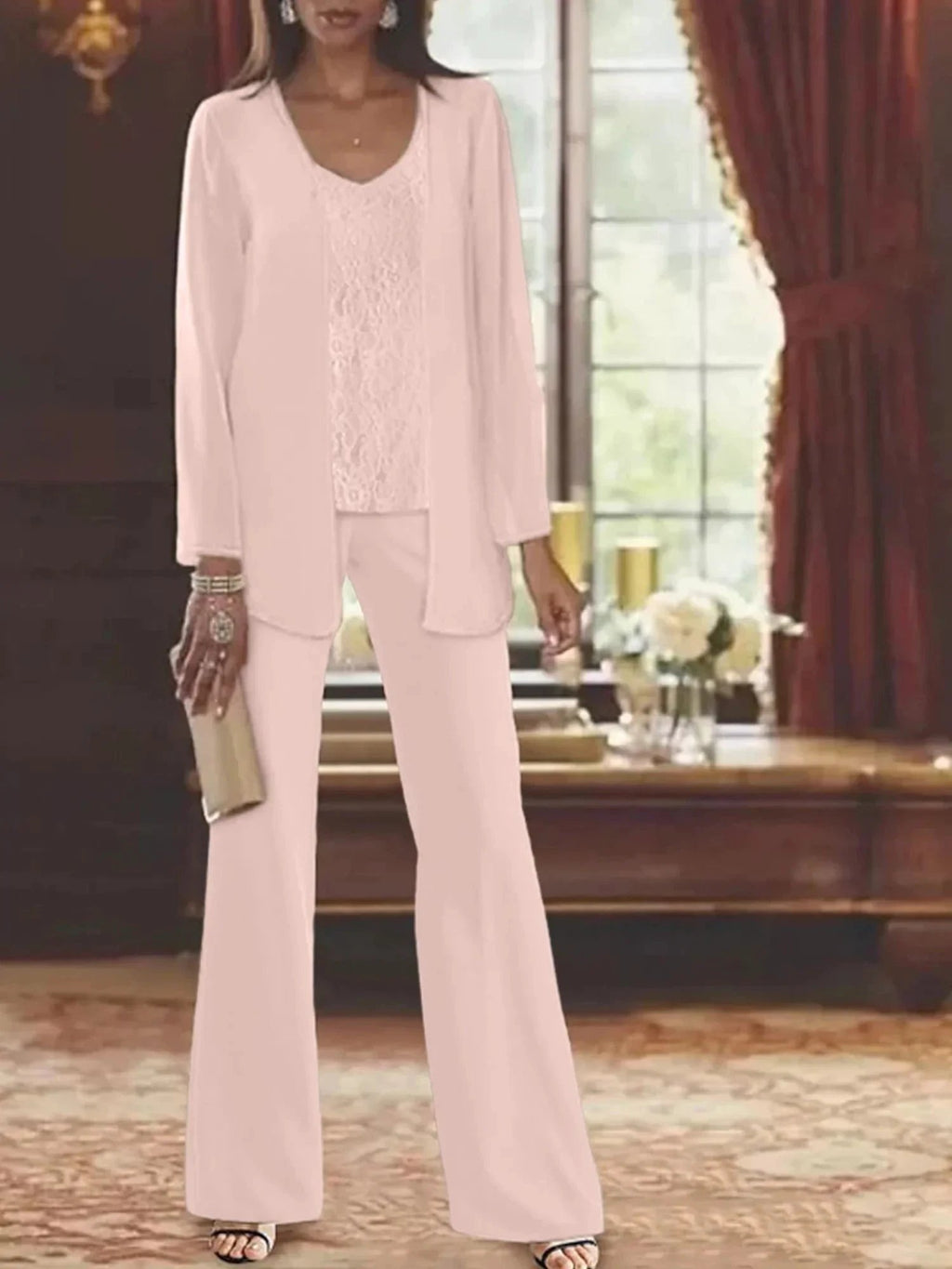 Chiffon Mother of the Bride Pantsuits with Jacket by Dreamylily