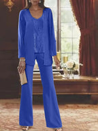 Chiffon Mother of the Bride Pantsuits with Jacket by Dreamylily