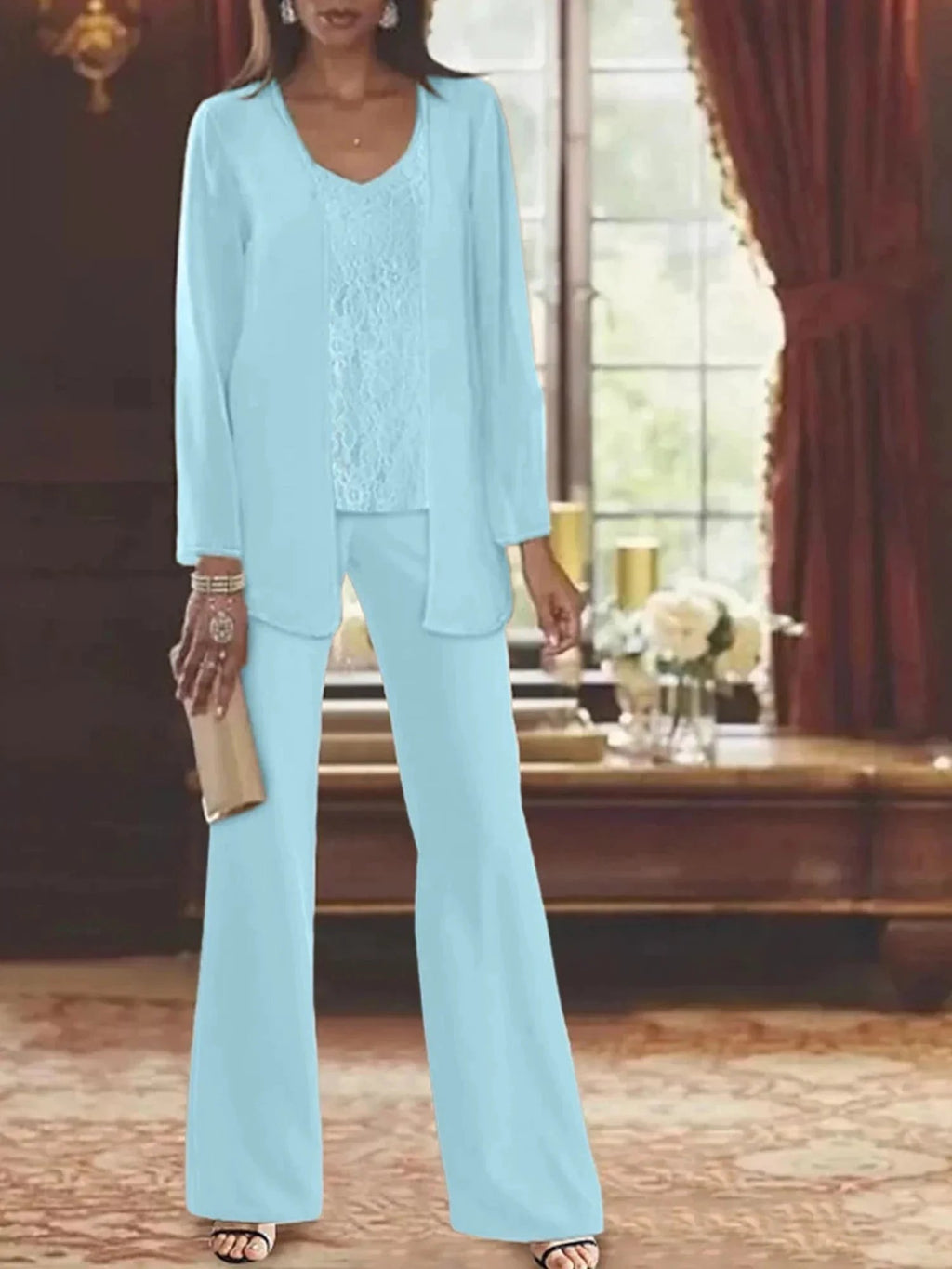 Chiffon Mother of the Bride Pantsuits with Jacket by Dreamylily