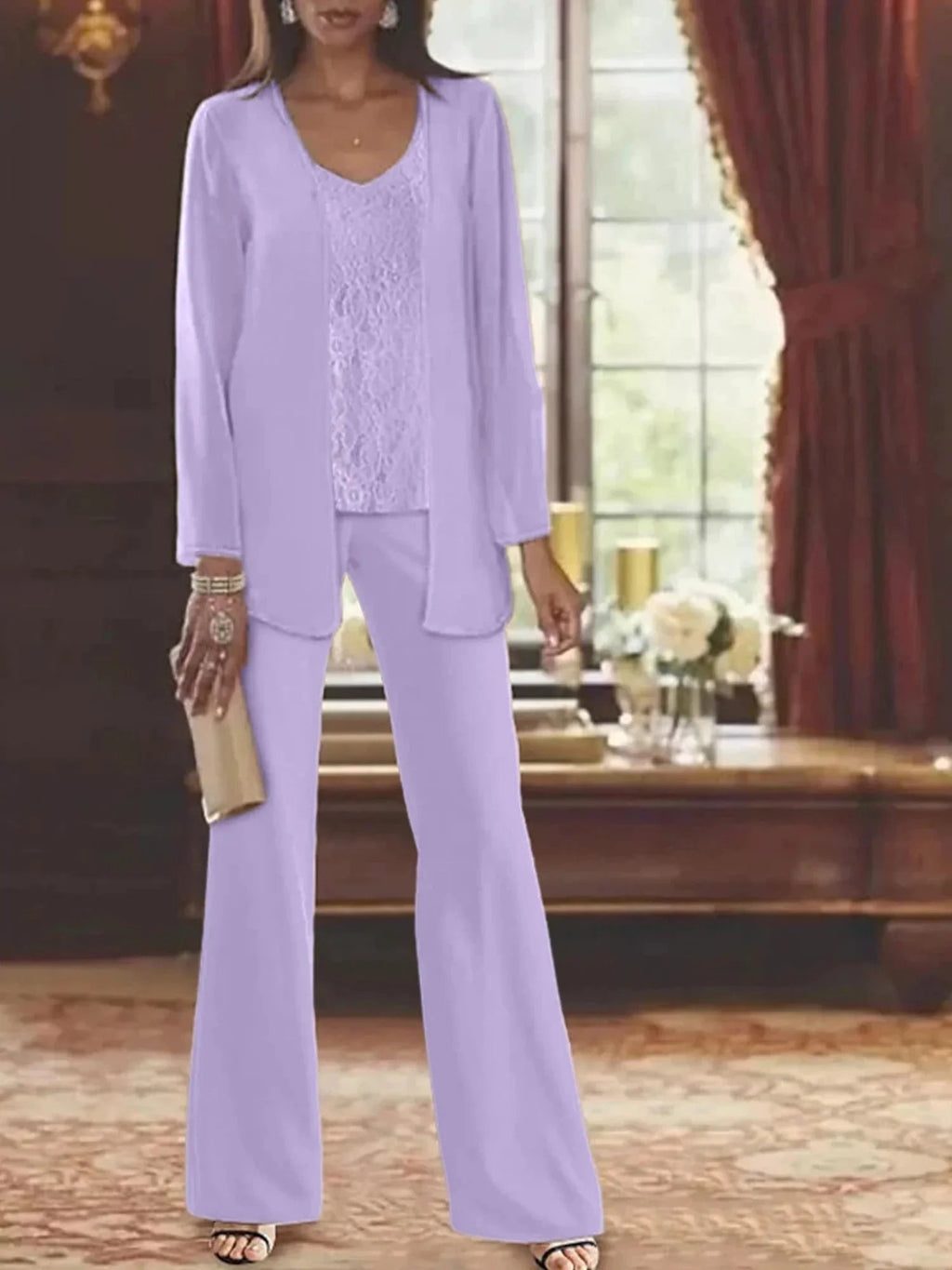 Chiffon Mother of the Bride Pantsuits with Jacket by Dreamylily