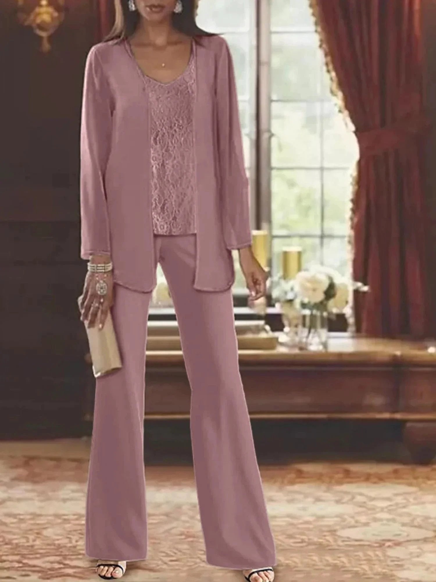Chiffon Mother of the Bride Pantsuits with Jacket by Dreamylily