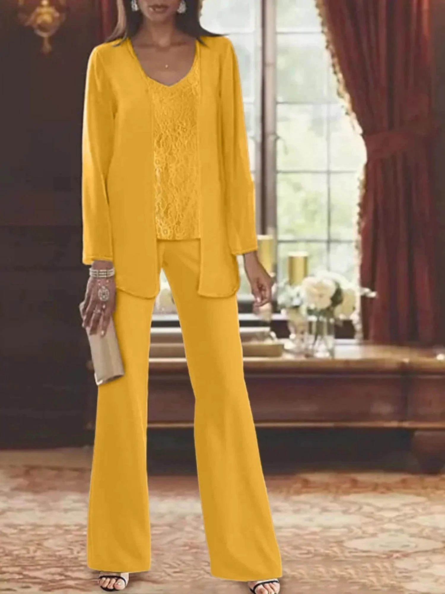 Chiffon Mother of the Bride Pantsuits with Jacket by Dreamylily