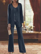 Chiffon Mother of the Bride Pantsuits with Jacket by Dreamylily
