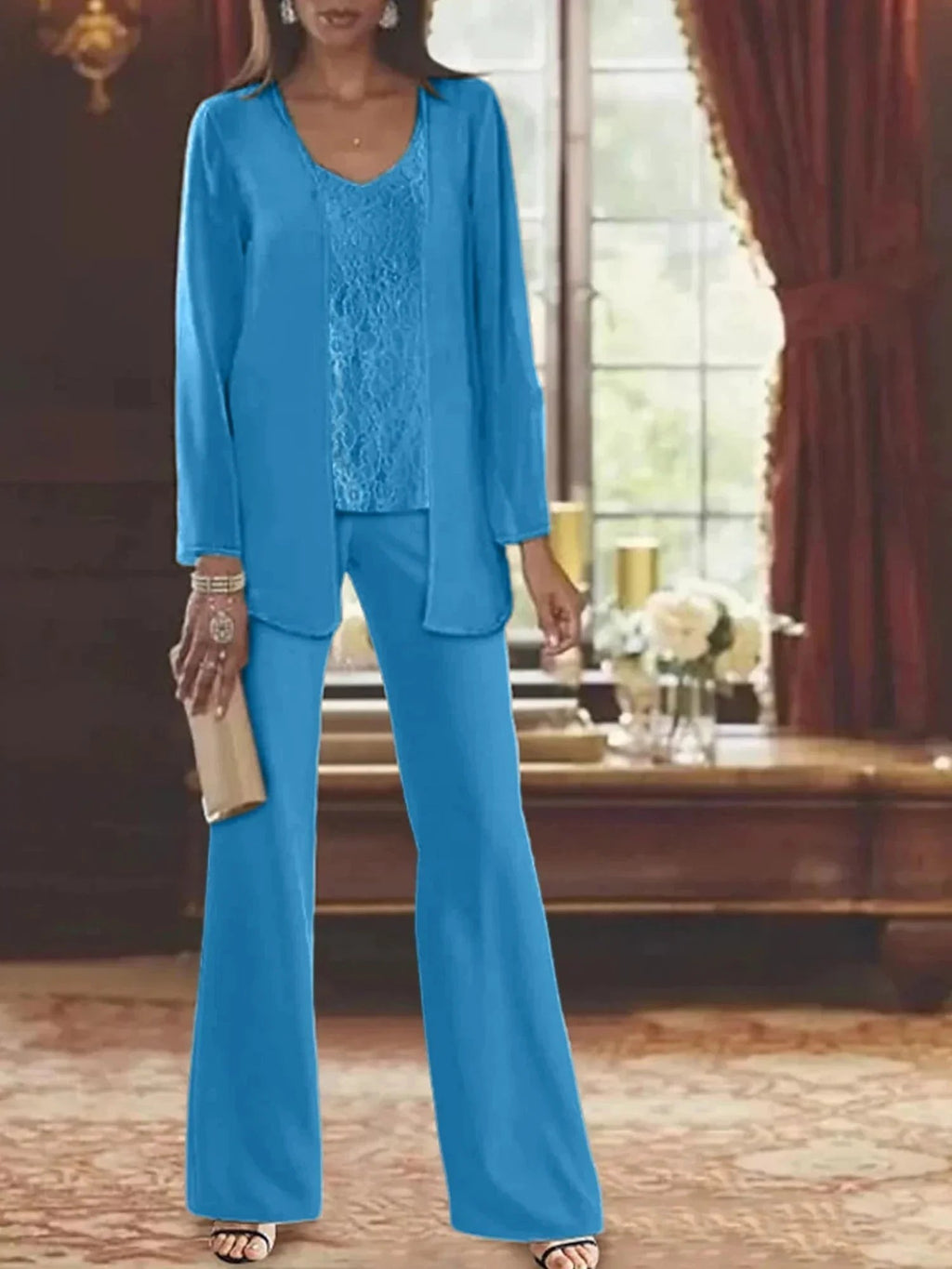 Chiffon Mother of the Bride Pantsuits with Jacket by Dreamylily