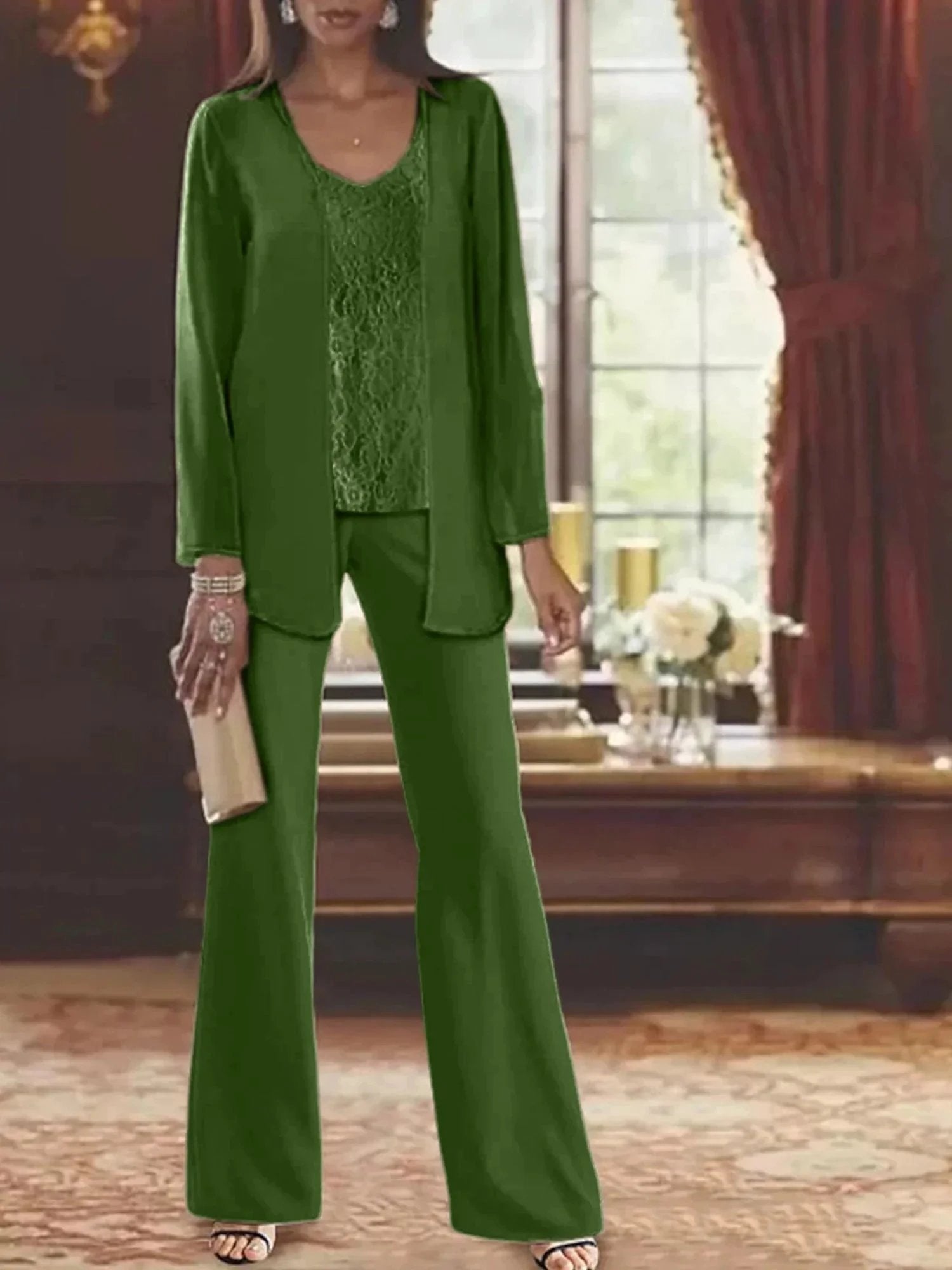 Chiffon Mother of the Bride Pantsuits with Jacket by Dreamylily