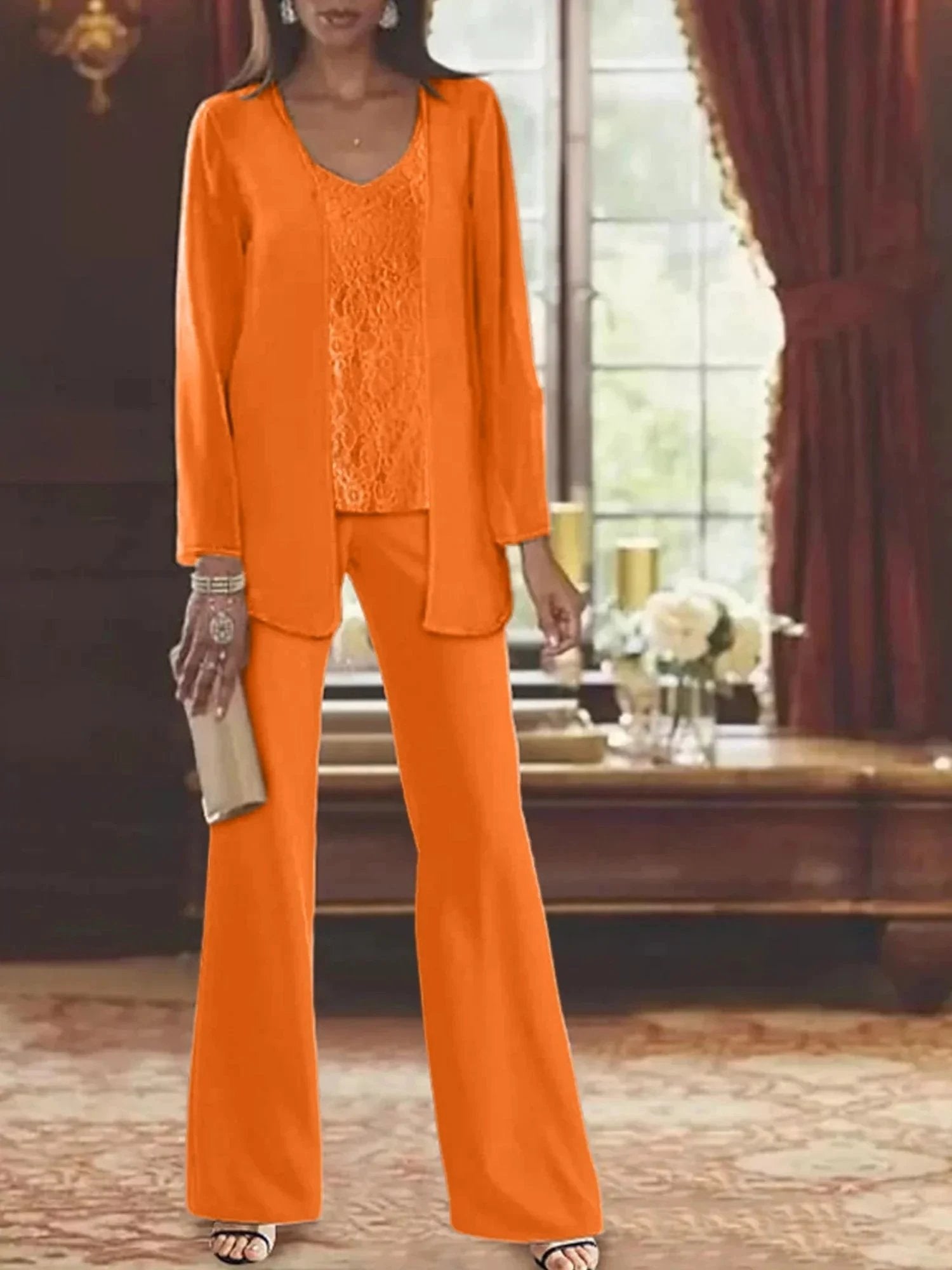 Chiffon Mother of the Bride Pantsuits with Jacket by Dreamylily