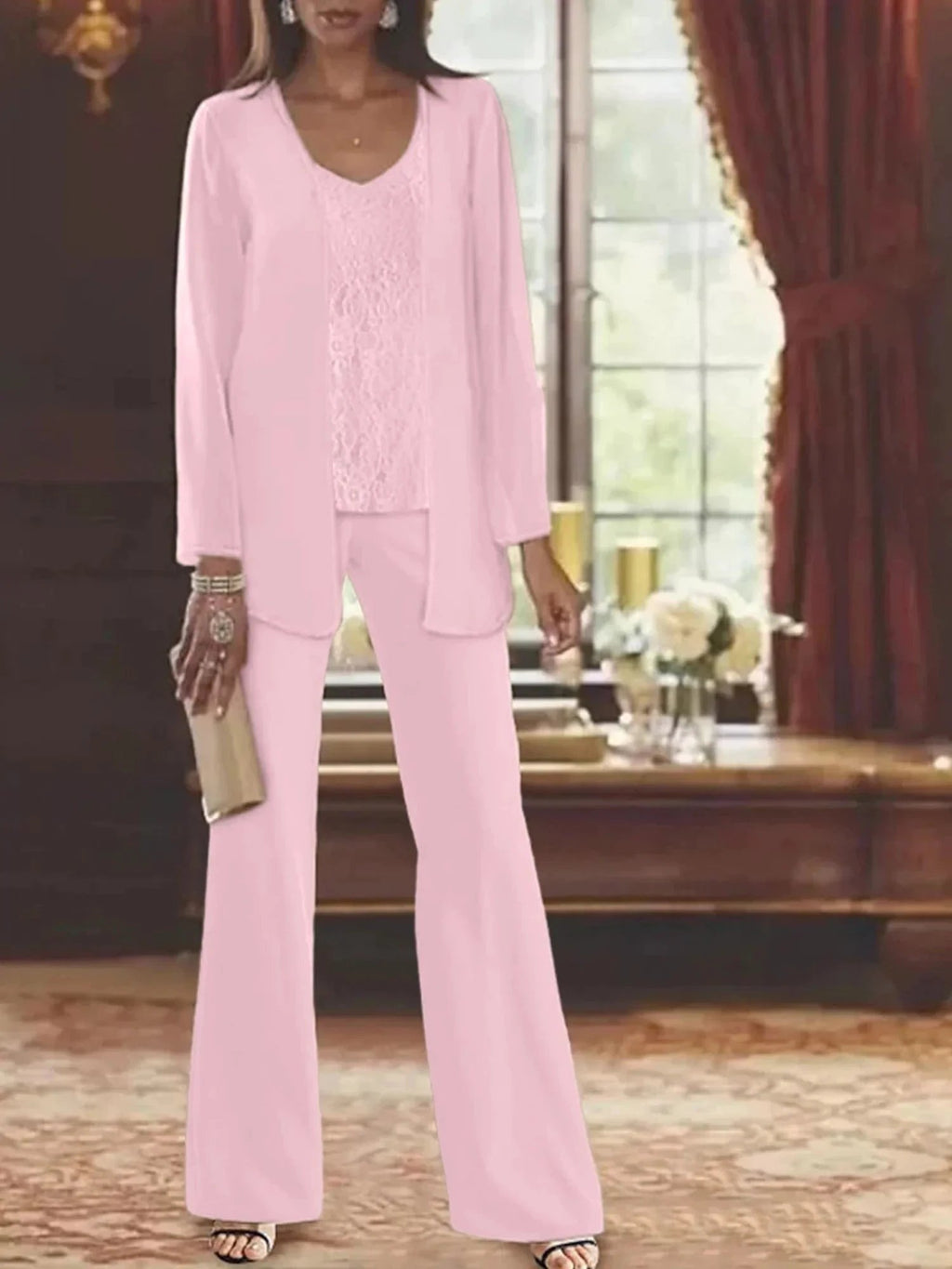 Chiffon Mother of the Bride Pantsuits with Jacket by Dreamylily