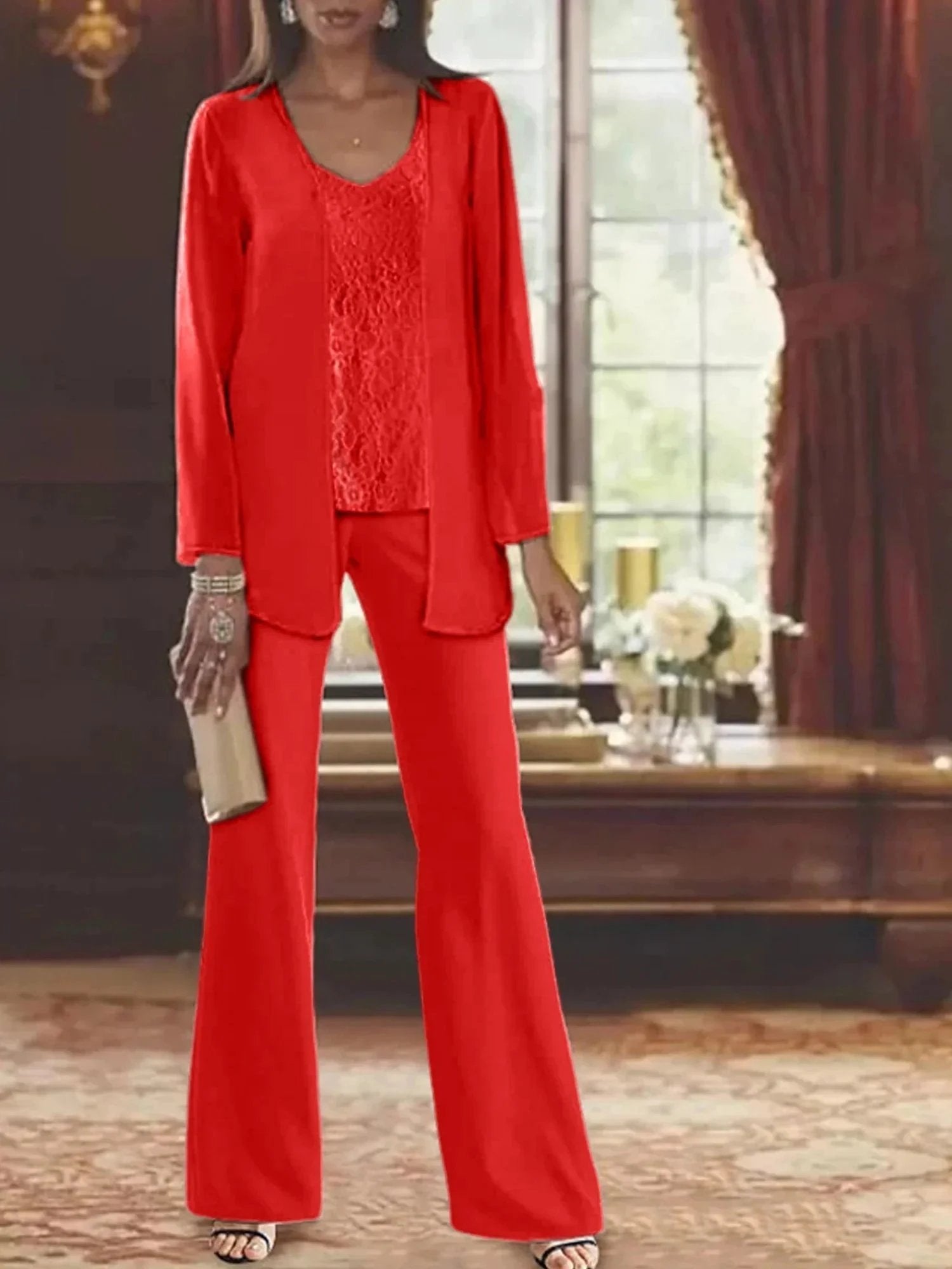 Chiffon Mother of the Bride Pantsuits with Jacket by Dreamylily