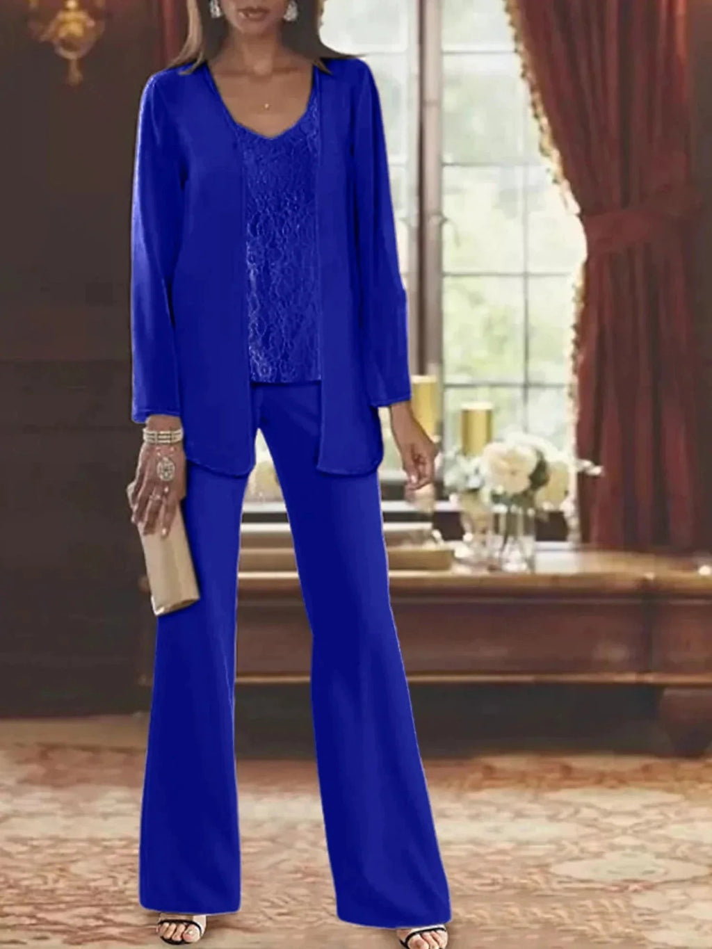 Chiffon Mother of the Bride Pantsuits with Jacket by Dreamylily