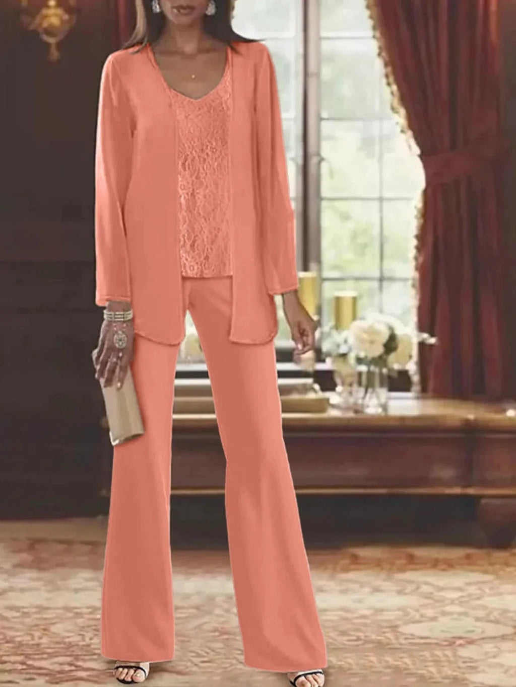 Chiffon Mother of the Bride Pantsuits with Jacket by Dreamylily