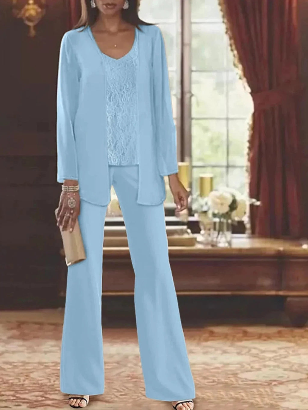 Chiffon Mother of the Bride Pantsuits with Jacket by Dreamylily