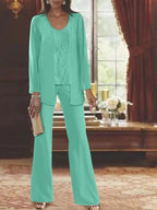 Chiffon Mother of the Bride Pantsuits with Jacket by Dreamylily