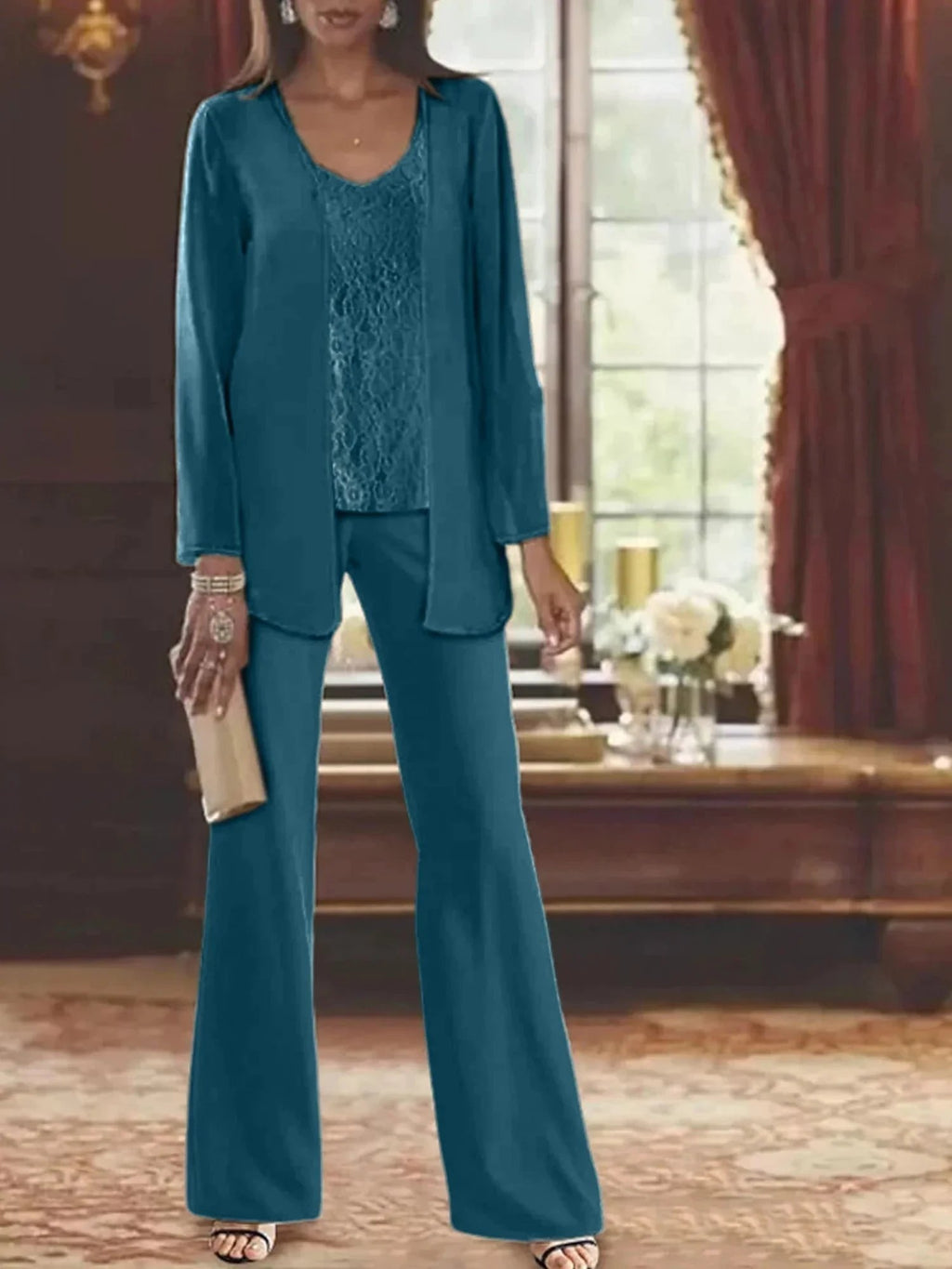 Chiffon Mother of the Bride Pantsuits with Jacket by Dreamylily