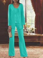 Chiffon Mother of the Bride Pantsuits with Jacket by Dreamylily