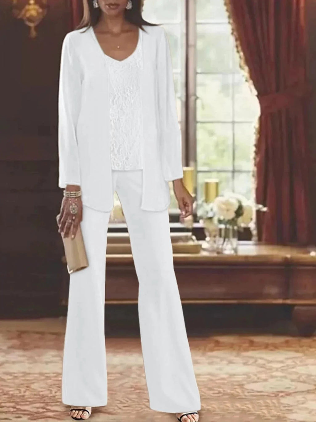 Chiffon Mother of the Bride Pantsuits with Jacket by Dreamylily