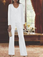 Chiffon Mother of the Bride Pantsuits with Jacket by Dreamylily