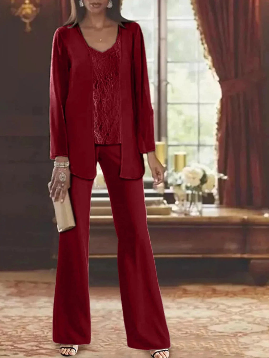 Chiffon Mother of the Bride Pantsuits with Jacket by Dreamylily