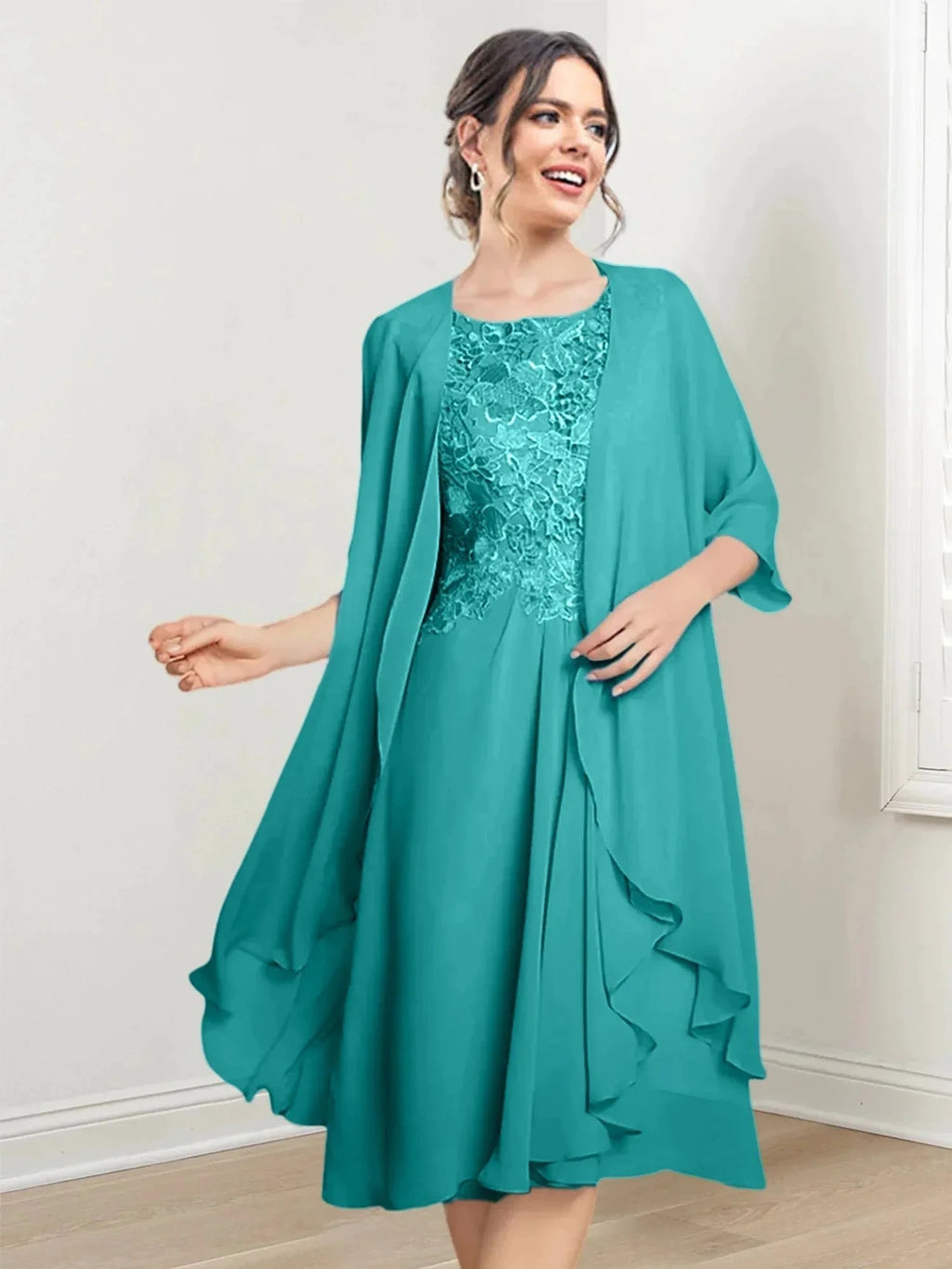A-Line/Princess Scoop Knee-Length Mother of the Bride Dresses by Dreamylily