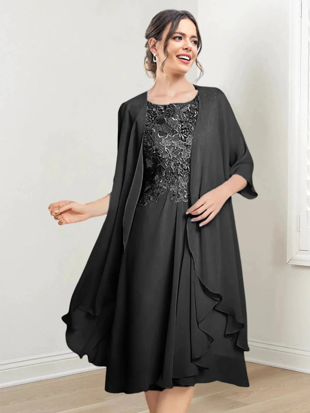 A-Line/Princess Scoop Knee-Length Mother of the Bride Dresses by Dreamylily