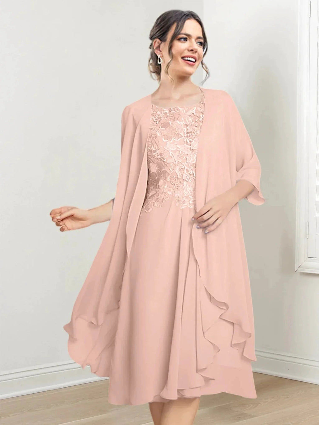 A-Line/Princess Scoop Knee-Length Mother of the Bride Dresses by Dreamylily