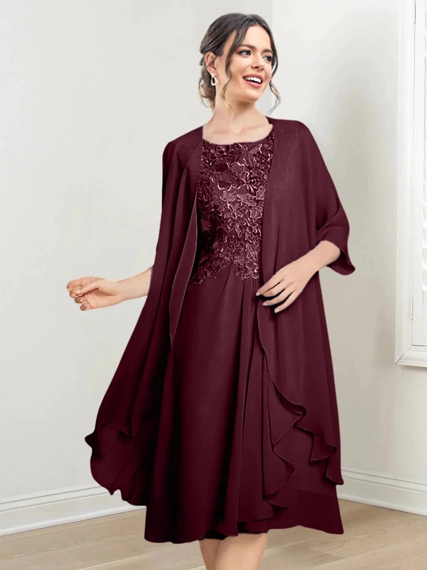 A-Line/Princess Scoop Knee-Length Mother of the Bride Dresses by Dreamylily