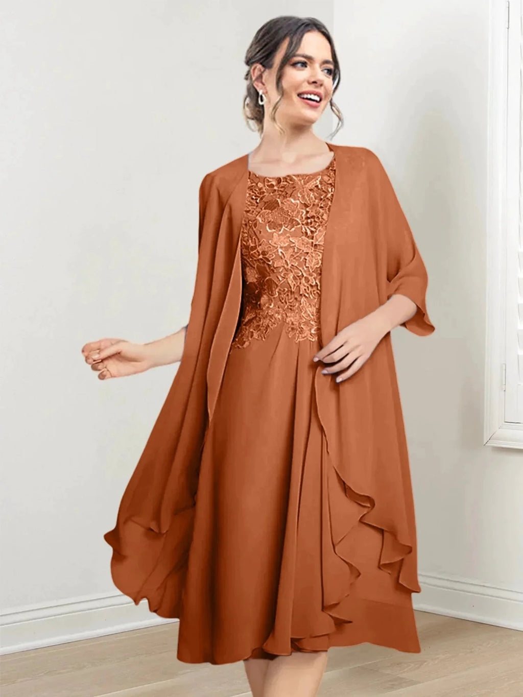 A-Line/Princess Scoop Knee-Length Mother of the Bride Dresses by Dreamylily