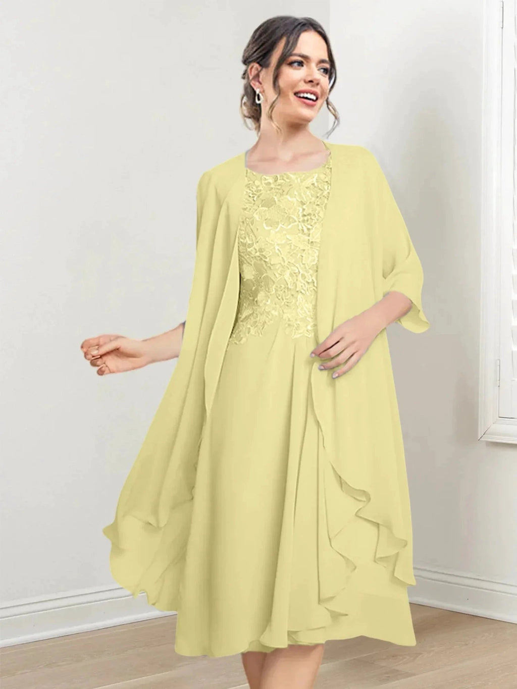 A-Line/Princess Scoop Knee-Length Mother of the Bride Dresses by Dreamylily