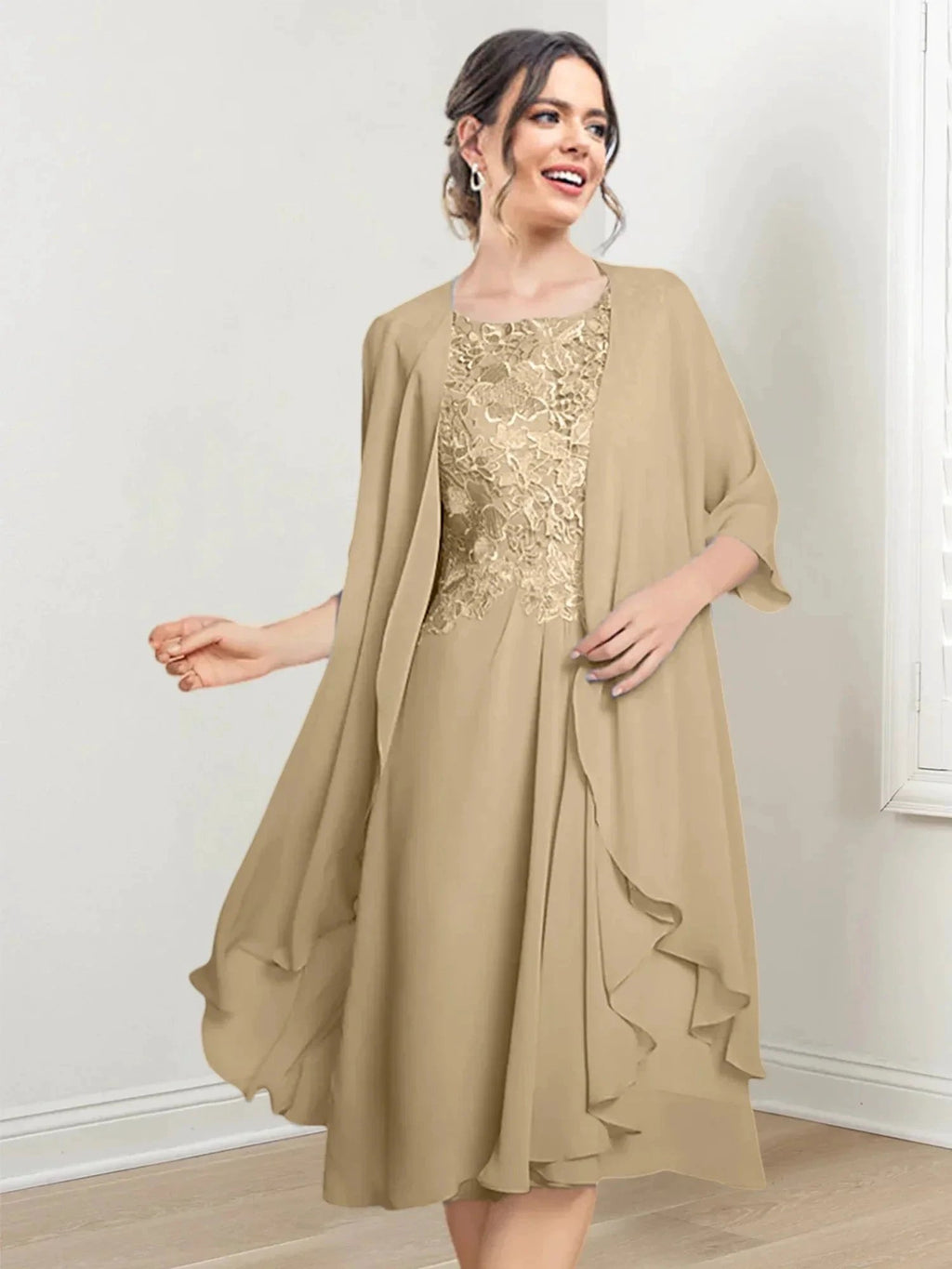 A-Line/Princess Scoop Knee-Length Mother of the Bride Dresses by Dreamylily