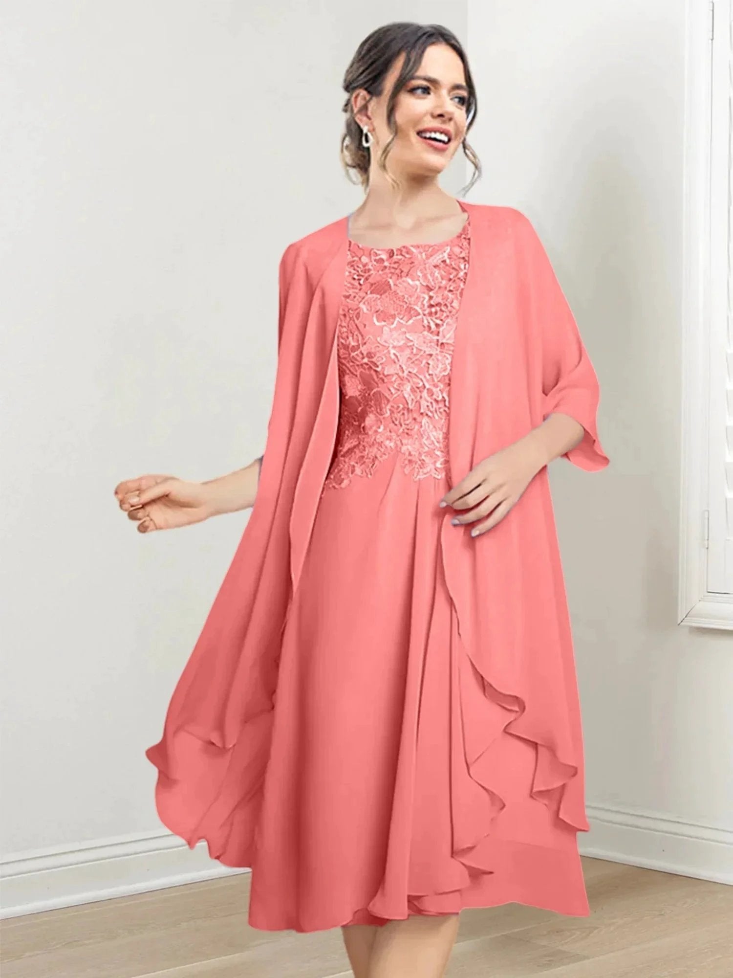 A-Line/Princess Scoop Knee-Length Mother of the Bride Dresses by Dreamylily