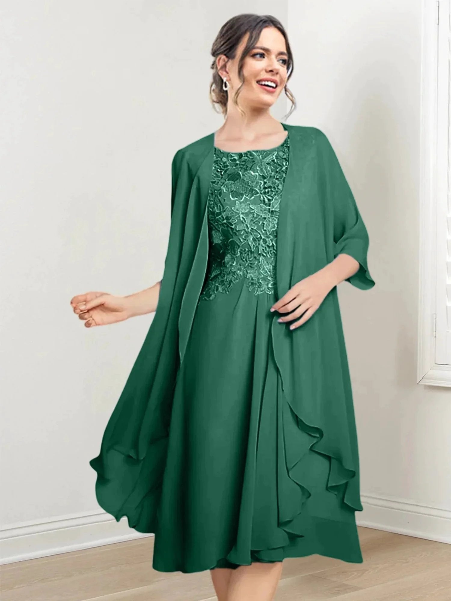 A-Line/Princess Scoop Knee-Length Mother of the Bride Dresses by Dreamylily