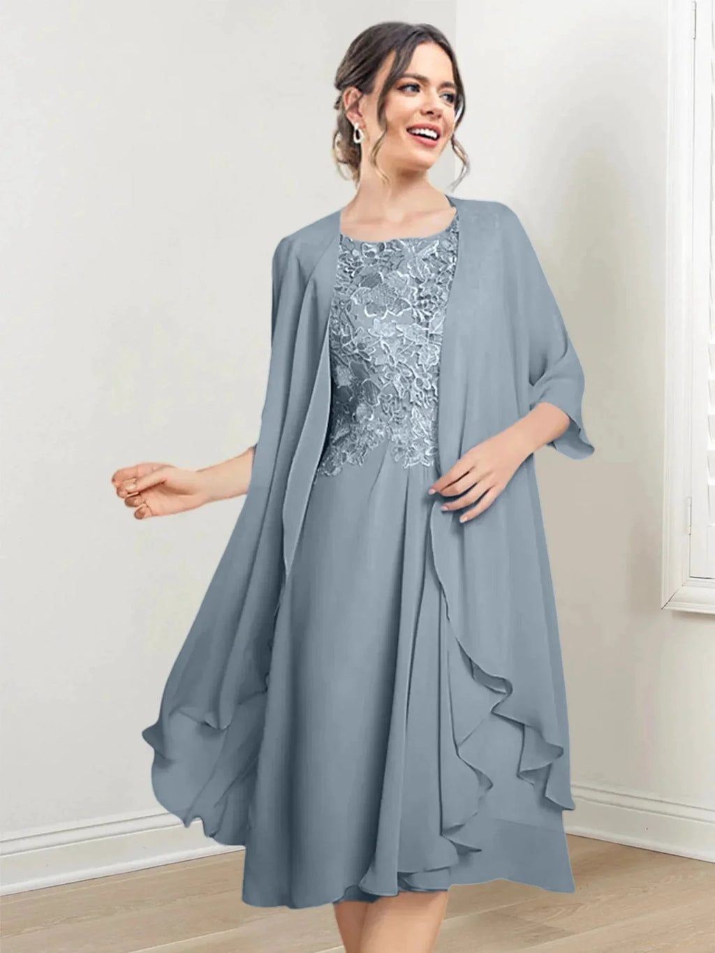 A-Line/Princess Scoop Knee-Length Mother of the Bride Dresses by Dreamylily