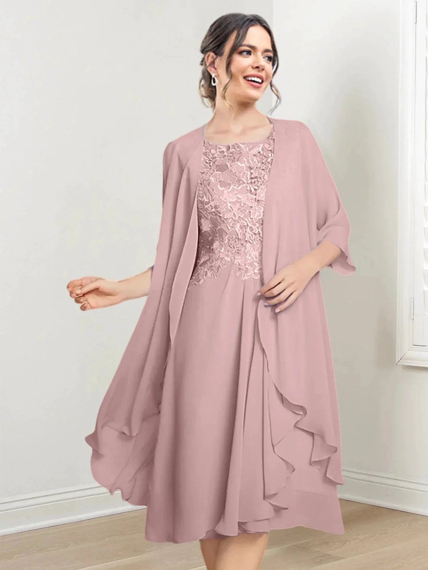 A-Line/Princess Scoop Knee-Length Mother of the Bride Dresses by Dreamylily