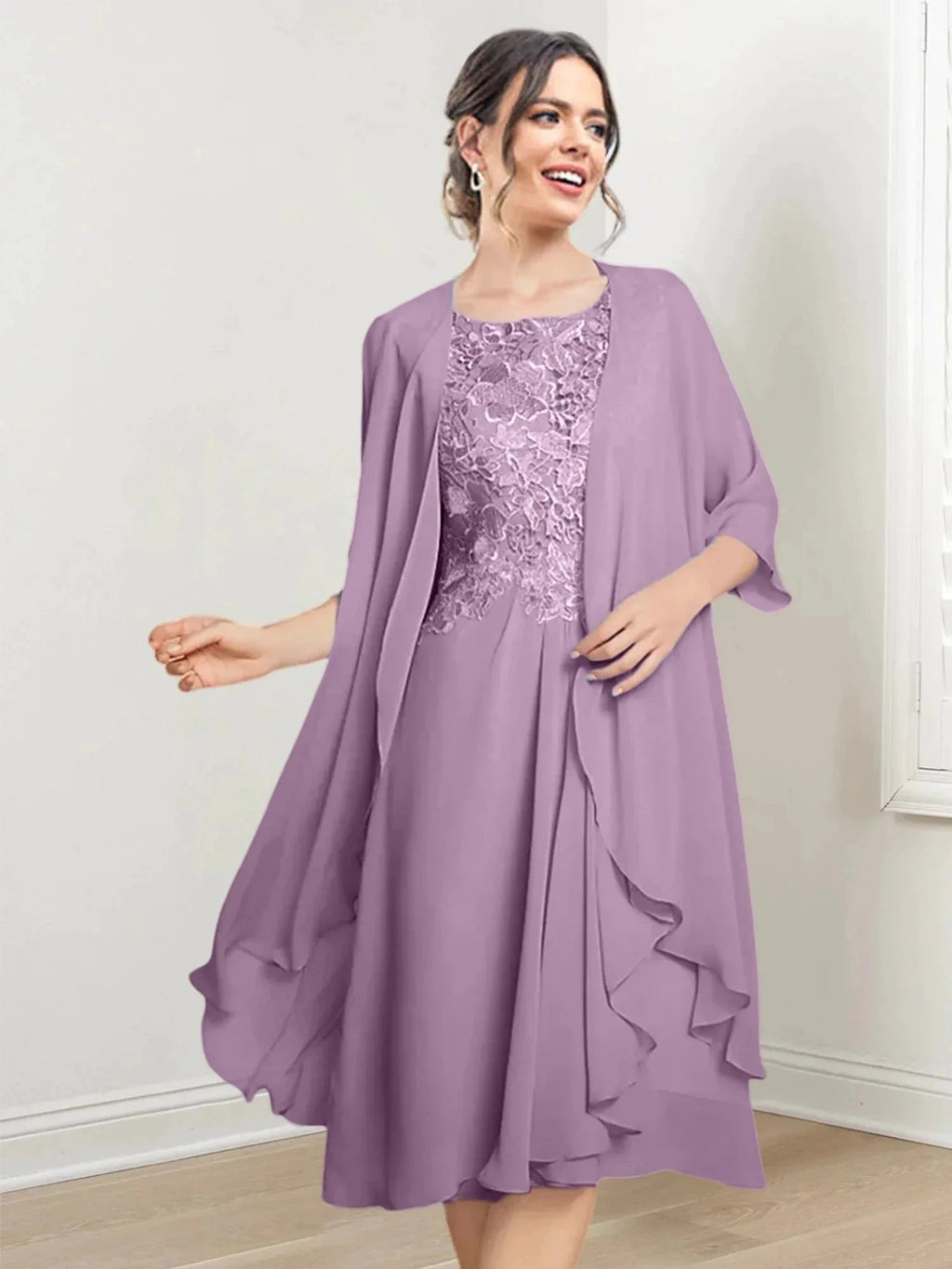 A-Line/Princess Scoop Knee-Length Mother of the Bride Dresses by Dreamylily