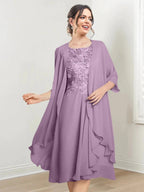 A-Line/Princess Scoop Knee-Length Mother of the Bride Dresses by Dreamylily