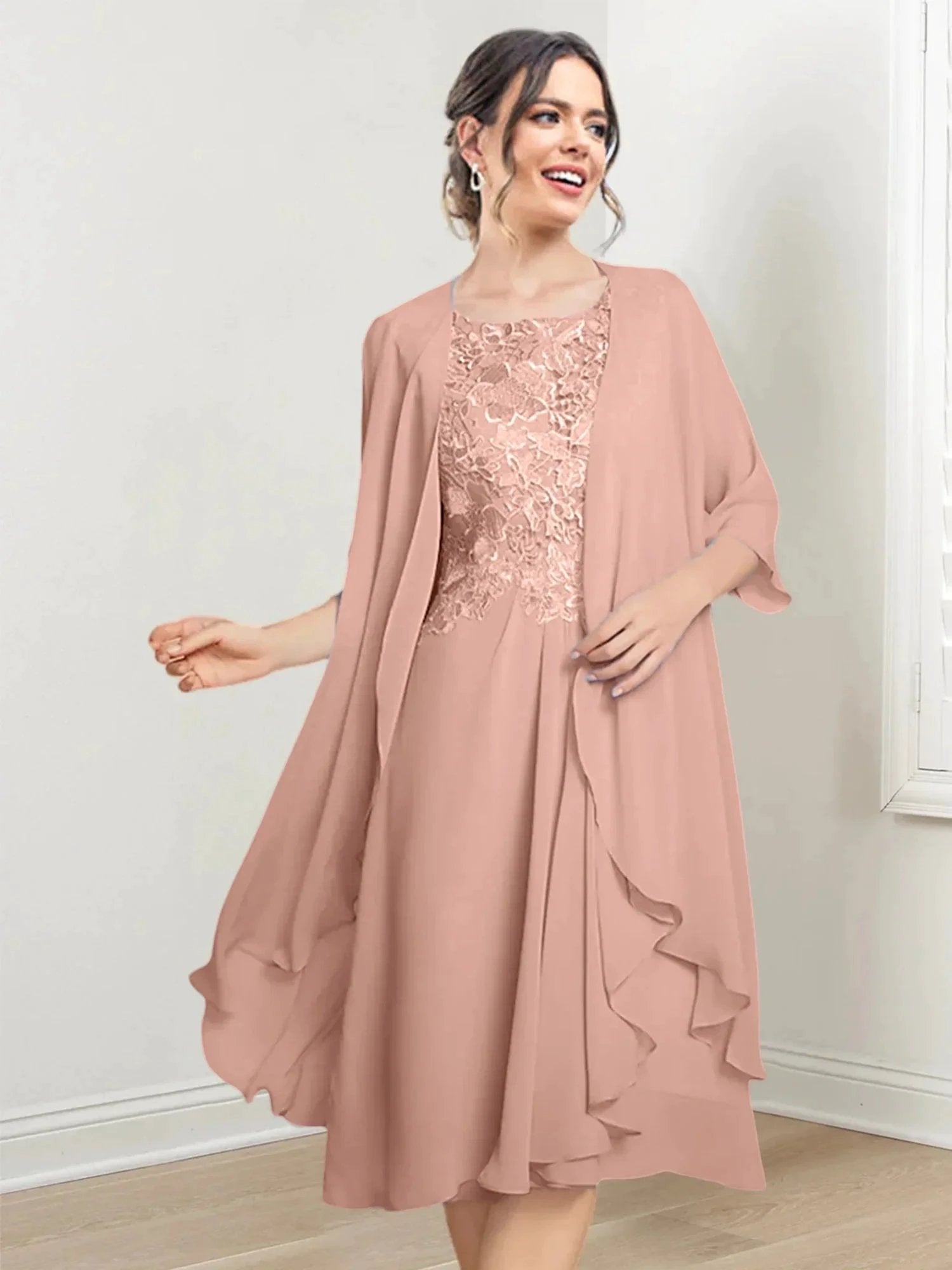 A-Line/Princess Scoop Knee-Length Mother of the Bride Dresses by Dreamylily