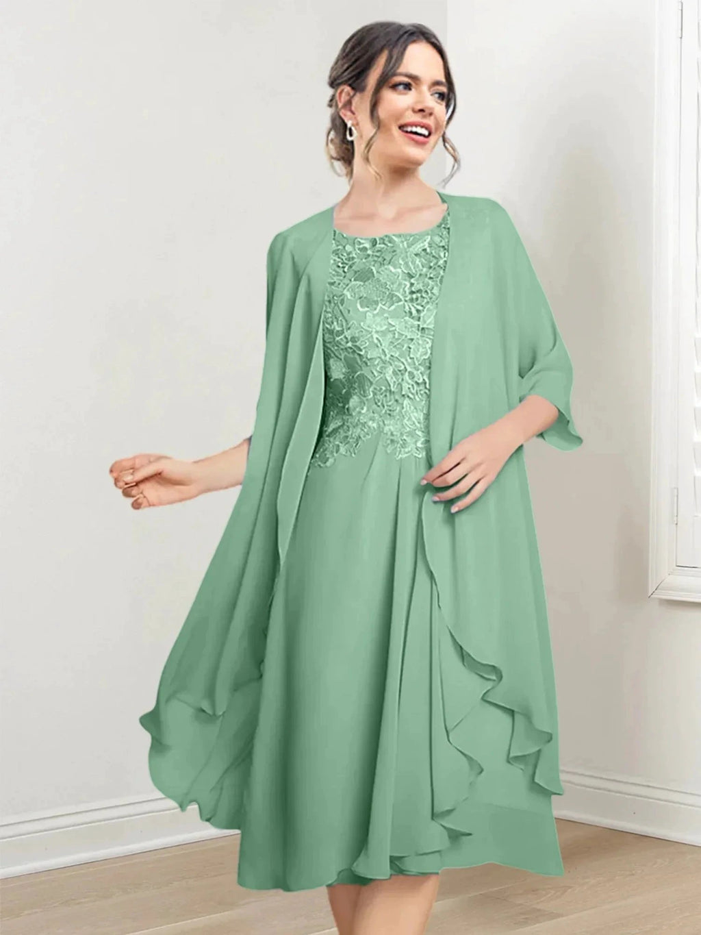 A-Line/Princess Scoop Knee-Length Mother of the Bride Dresses by Dreamylily