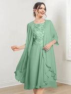 A-Line/Princess Scoop Knee-Length Mother of the Bride Dresses by Dreamylily
