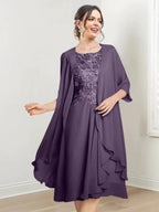 A-Line/Princess Scoop Knee-Length Mother of the Bride Dresses by Dreamylily