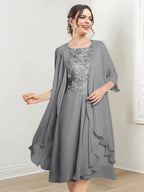 A-Line/Princess Scoop Knee-Length Mother of the Bride Dresses by Dreamylily