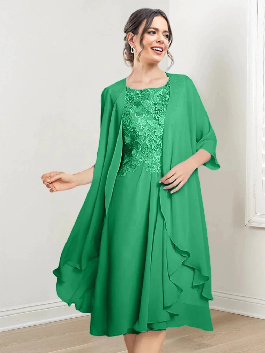 A-Line/Princess Scoop Knee-Length Mother of the Bride Dresses by Dreamylily