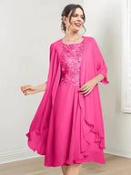 A-Line/Princess Scoop Knee-Length Mother of the Bride Dresses by Dreamylily