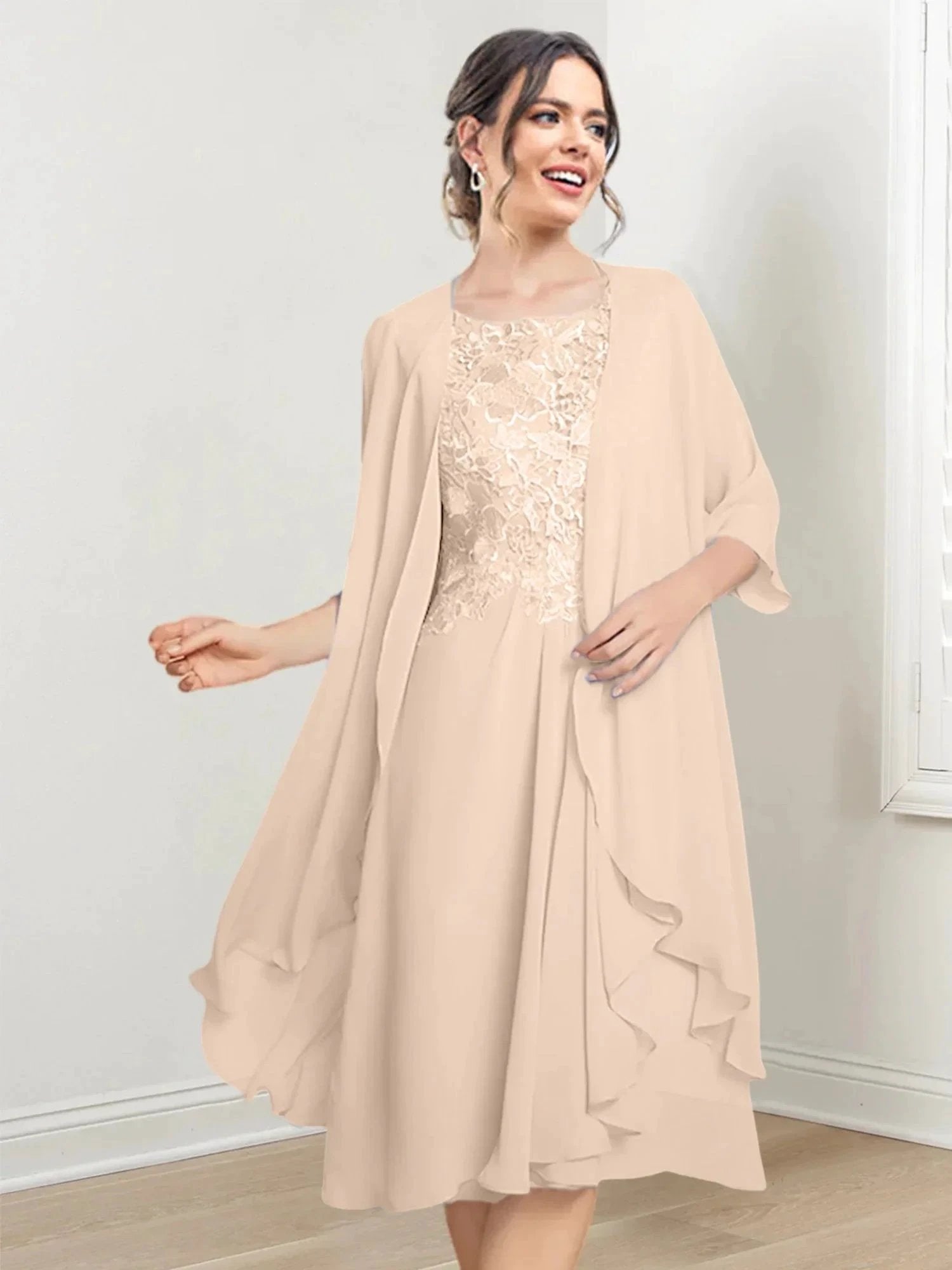 A-Line/Princess Scoop Knee-Length Mother of the Bride Dresses by Dreamylily