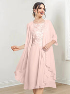 A-Line/Princess Scoop Knee-Length Mother of the Bride Dresses by Dreamylily