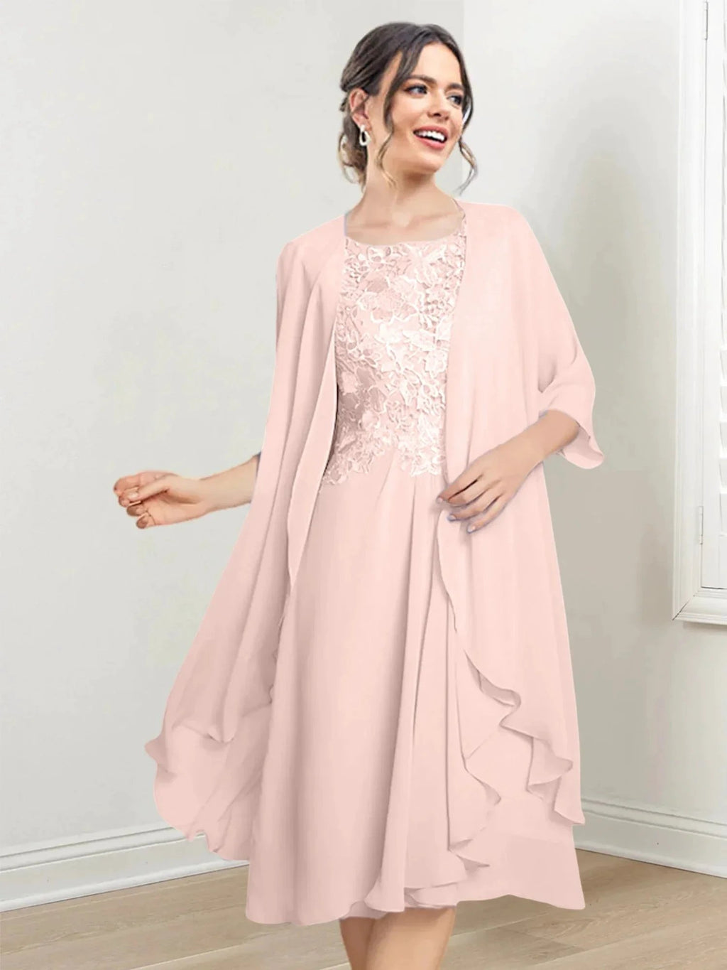 A-Line/Princess Scoop Knee-Length Mother of the Bride Dresses by Dreamylily