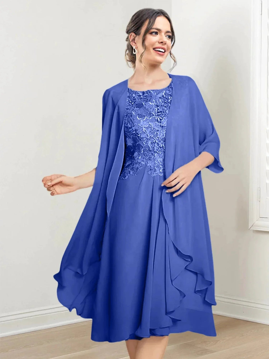 A-Line/Princess Scoop Knee-Length Mother of the Bride Dresses by Dreamylily
